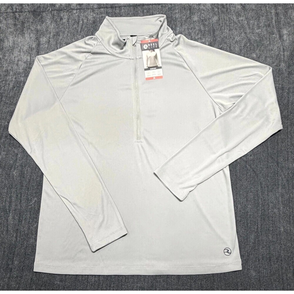 NWT Reel Life Women's Long Sleeve 1/2 Zip LS UV Shirt Size XL Grey